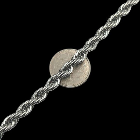 24" x 7mm 316L Stainless Steel Rope Chain. - Picture 3 of 7